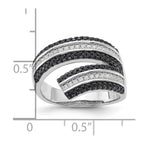 Sterling Silver Black & Clear CZ True Fire Ring