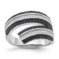 Sterling Silver Black & Clear CZ True Fire Ring