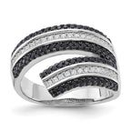 Sterling Silver Black & Clear CZ True Fire Ring