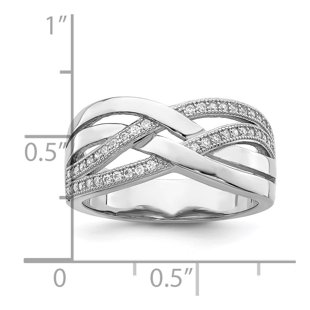 Brilliant Embers Sterling Silver Rhodium-plated 44 Stone Micro Pav‚ CZ Polished Ring