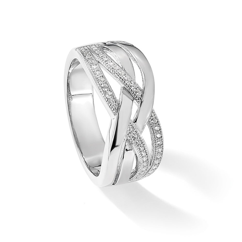 Brilliant Embers Sterling Silver Rhodium-plated 44 Stone Micro Pav‚ CZ Polished Ring
