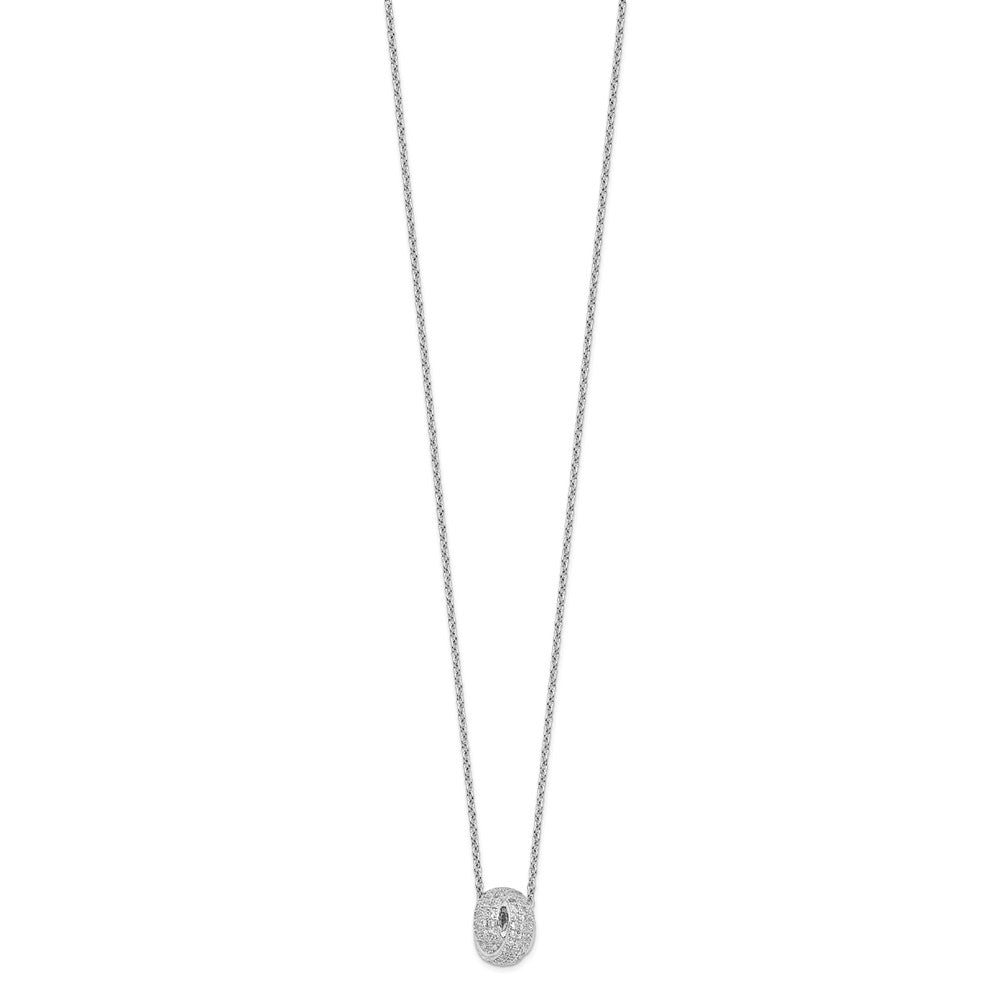 Brilliant Embers Sterling Silver Rhodium-plated 122 Stone 18 inch Micro Pav‚ CZ Love Knot Necklace with 2 Inch Extender