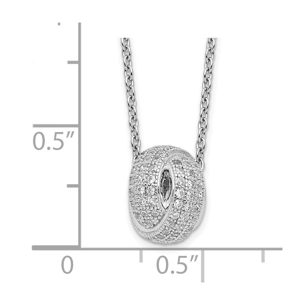Brilliant Embers Sterling Silver Rhodium-plated 122 Stone 18 inch Micro Pav‚ CZ Love Knot Necklace with 2 Inch Extender