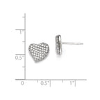Sterling Silver & CZ Brilliant Embers Polished Heart Post Earrings