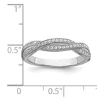 Brilliant Embers Sterling Silver Rhodium-plated 48 Stone Criss Cross Micro Pav‚ CZ Polished Ring