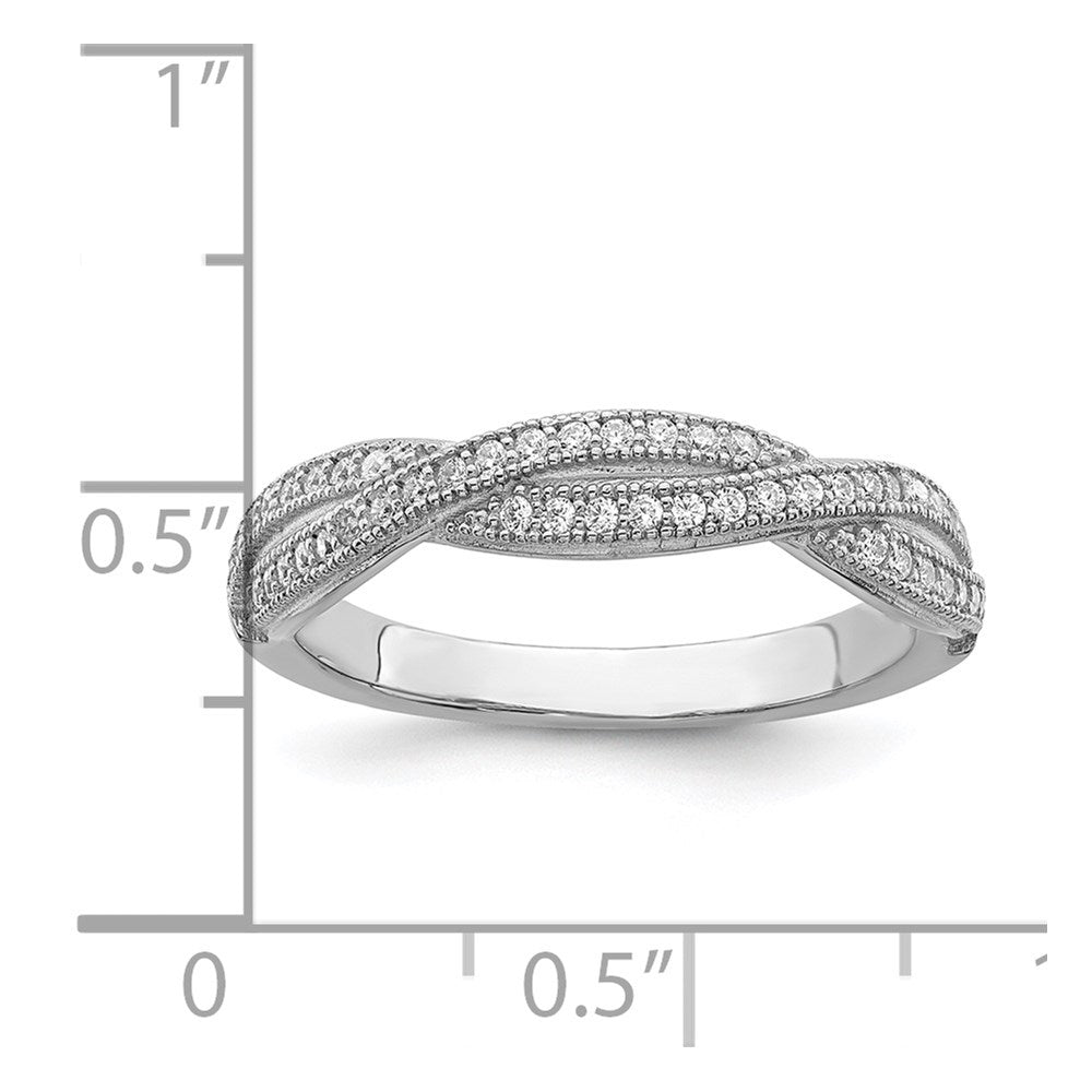 Brilliant Embers Sterling Silver Rhodium-plated 48 Stone Criss Cross Micro Pav‚ CZ Polished Ring