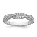 Brilliant Embers Sterling Silver Rhodium-plated 48 Stone Criss Cross Micro Pav‚ CZ Polished Ring