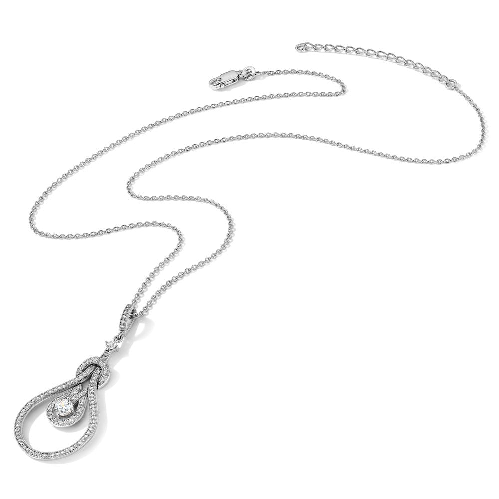Brilliant Embers Sterling Silver Rhodium-plated 109 Stone 18 inch Micro Pav‚ CZ Polished Necklace with 2 Inch Extender