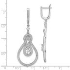 Brilliant Embers Sterling Silver Rhodium-plated 226 Stone CZ Hinged Hoop Chandelier Dangle Earrings