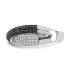 Sterling Silver Black & Clear CZ X True Fire Polished Ring