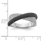 Sterling Silver Black & Clear CZ X True Fire Polished Ring