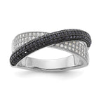 Sterling Silver Black & Clear CZ X True Fire Polished Ring