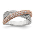 Brilliant Embers Sterling Silver Rose Gold-plated Rhodium-plated 162 Stone Micro Pav‚ CZ Polished Ring