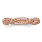 Brilliant Embers Sterling Silver Rose Gold-plated Rhodium-plated 48 Stone Criss Cross Micro Pav‚ CZ Polished Ring