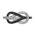 Brilliant Embers Sterling Silver Rhodium-plated 59 Stone Micro Pav‚ Black and White CZ Polished Ring