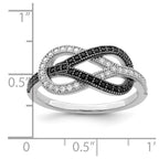 Brilliant Embers Sterling Silver Rhodium-plated 59 Stone Micro Pav‚ Black and White CZ Polished Ring