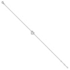 Brilliant Embers Sterling Silver Rhodium-plated 23 Stone 9 inch Micro Pav‚ CZ Heart Anklet with 1 Inch Extender
