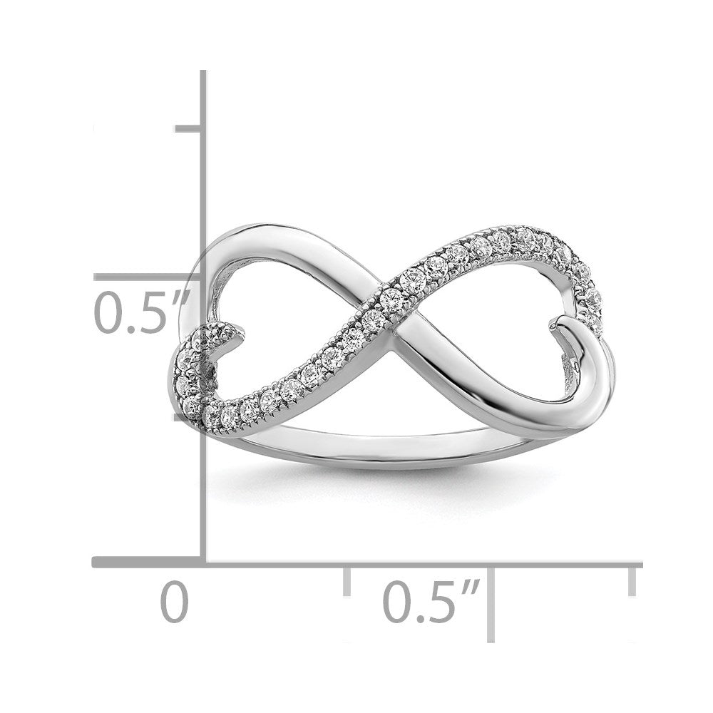 Brilliant Embers Sterling Silver Rhodium-plated 20 Stone Micro Pav‚ CZ Heart Ring