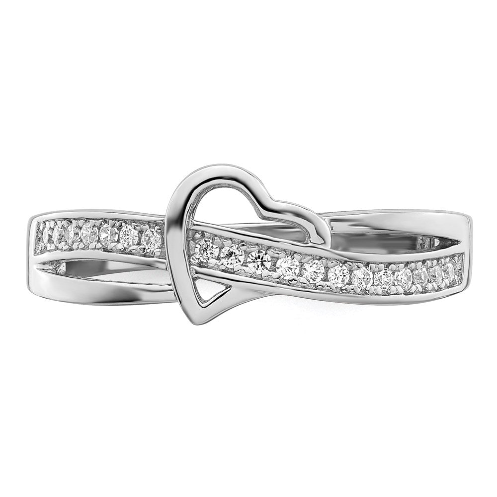 Brilliant Embers Sterling Silver Rhodium-plated 20 Stone Micro Pav‚ CZ Heart Ring