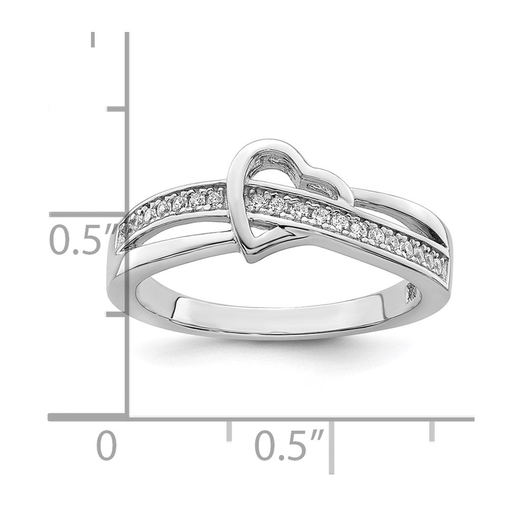Brilliant Embers Sterling Silver Rhodium-plated 20 Stone Micro Pav‚ CZ Heart Ring