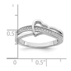 Brilliant Embers Sterling Silver Rhodium-plated 20 Stone Micro Pav‚ CZ Heart Ring