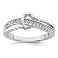 Brilliant Embers Sterling Silver Rhodium-plated 20 Stone Micro Pav‚ CZ Heart Ring
