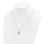 Brilliant Embers Sterling Silver Rhodium-plated 62 Stone 18 inch Micro Pav‚ Red and White CZ Heart Necklace with 2 Inch Extender