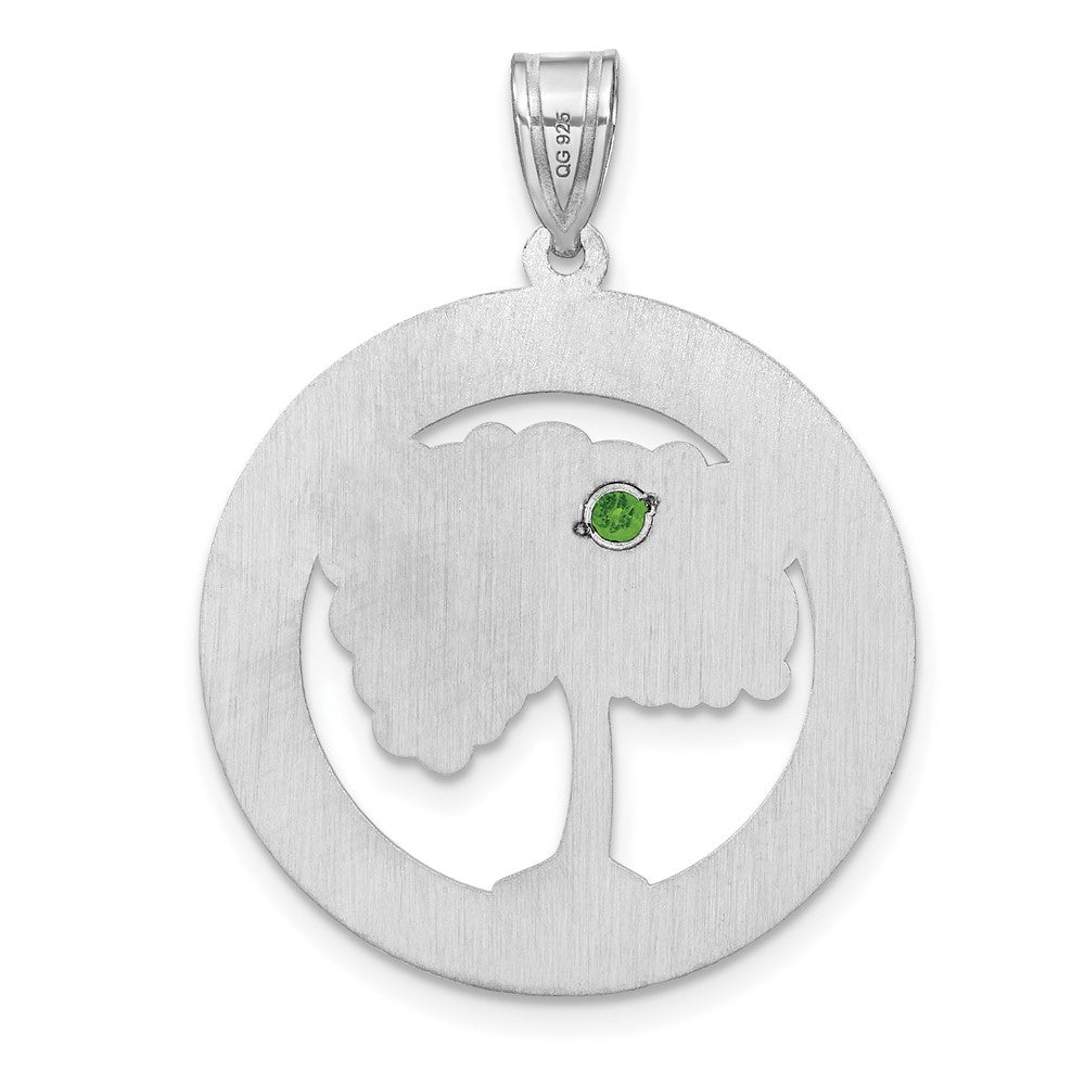 SSilver/Rhodium-plated 1 Birthstone w/SSilver Bezel Family Pendant
