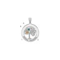 Sterling Silver/Rhod-plated 2 Birthstone w/ 14k Bezel Pendant