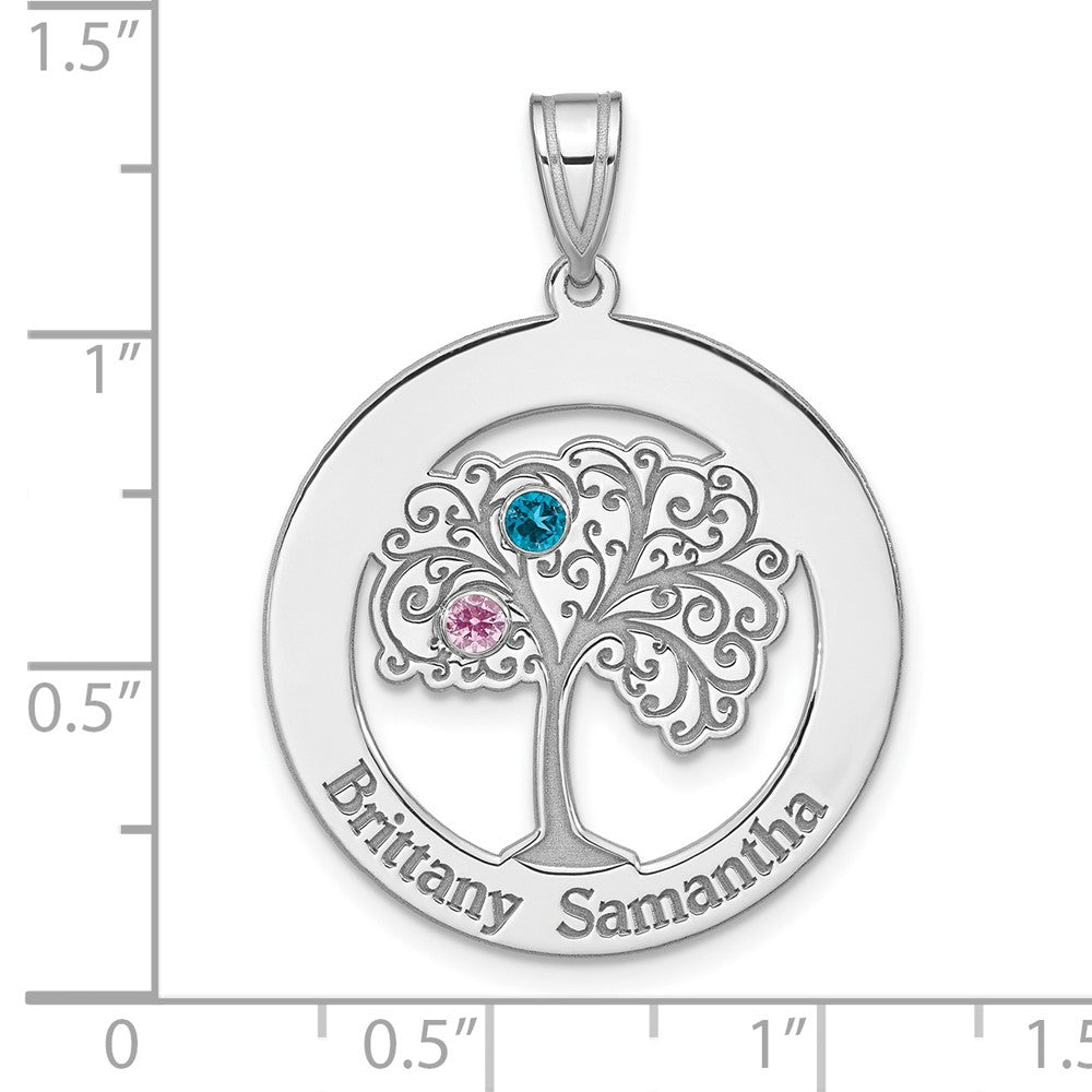 Sterling Silver/Rhodium-plated 2 Birthstone w/SSilver Bezel Pendant
