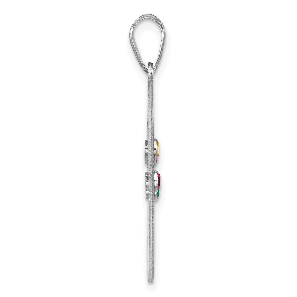 SSilver/Rhodium-plated 4 Birthstone w/SSilver Bezel Family Pendant