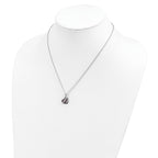 Brilliant Embers Sterling Silver Rhodium-plated 68 Stone 18 inch Micro Pav‚ Pink and White CZ Heart Necklace with 2 Inch Extender