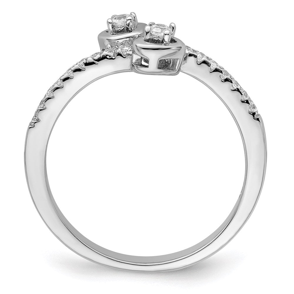 Brilliant Embers Sterling Silver Rhodium-plated 21 Stone Micro Pav‚ CZ Heart Ring