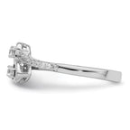 Brilliant Embers Sterling Silver Rhodium-plated 21 Stone Micro Pav‚ CZ Heart Ring
