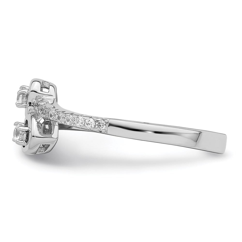 Brilliant Embers Sterling Silver Rhodium-plated 21 Stone Micro Pav‚ CZ Heart Ring