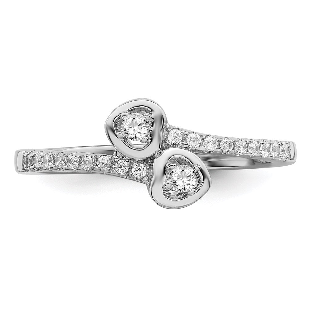 Brilliant Embers Sterling Silver Rhodium-plated 21 Stone Micro Pav‚ CZ Heart Ring