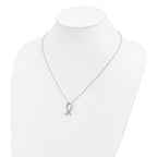 Brilliant Embers Sterling Silver Rhodium-plated 38 Stone 18 inch Micro Pav‚ Pink CZ Awareness Ribbon Necklace with 2 Inch Extender