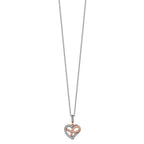 Brilliant Embers Sterling Silver Rose Gold-plated Rhodium-plated 49 Stone 18 inch Micro Pav‚ CZ Polished Heart Necklace with 2 Inch Extender