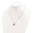 Brilliant Embers Sterling Silver Rose Gold-plated Rhodium-plated 49 Stone 18 inch Micro Pav‚ CZ Polished Heart Necklace with 2 Inch Extender