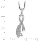 Brilliant Embers Sterling Silver Rhodium-plated 78 Stone 18 inch Micro Pav‚ CZ Ribbon Necklace with 2 Inch Extender