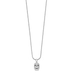 Brilliant Embers Sterling Silver Rhodium-plated 88 Stone 18 inch Micro Pav‚ CZ Polished Skull Necklace with 2 Inch Extender