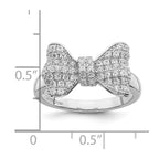 Brilliant Embers Sterling Silver Rhodium-plated 71 Stone Micro Pav‚ CZ Bow Ring
