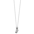 Brilliant Embers Sterling Silver Rhodium-plated 80 Stone 18 inch Micro Pav‚ Black and White CZ Polished Cat Necklace with 2 Inch Extender