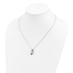 Brilliant Embers Sterling Silver Rhodium-plated 80 Stone 18 inch Micro Pav‚ Black and White CZ Polished Cat Necklace with 2 Inch Extender