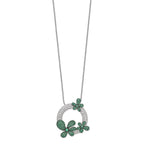 Brilliant Embers Sterling Silver Rhodium-plated 327 Stone 18 inch Micro Pav‚ White and Green CZ Flower Necklace with 2 Inch Extender