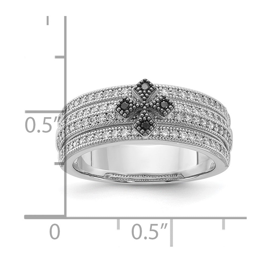 Sterling Silver & CZ True Fire Polished Cross Ring