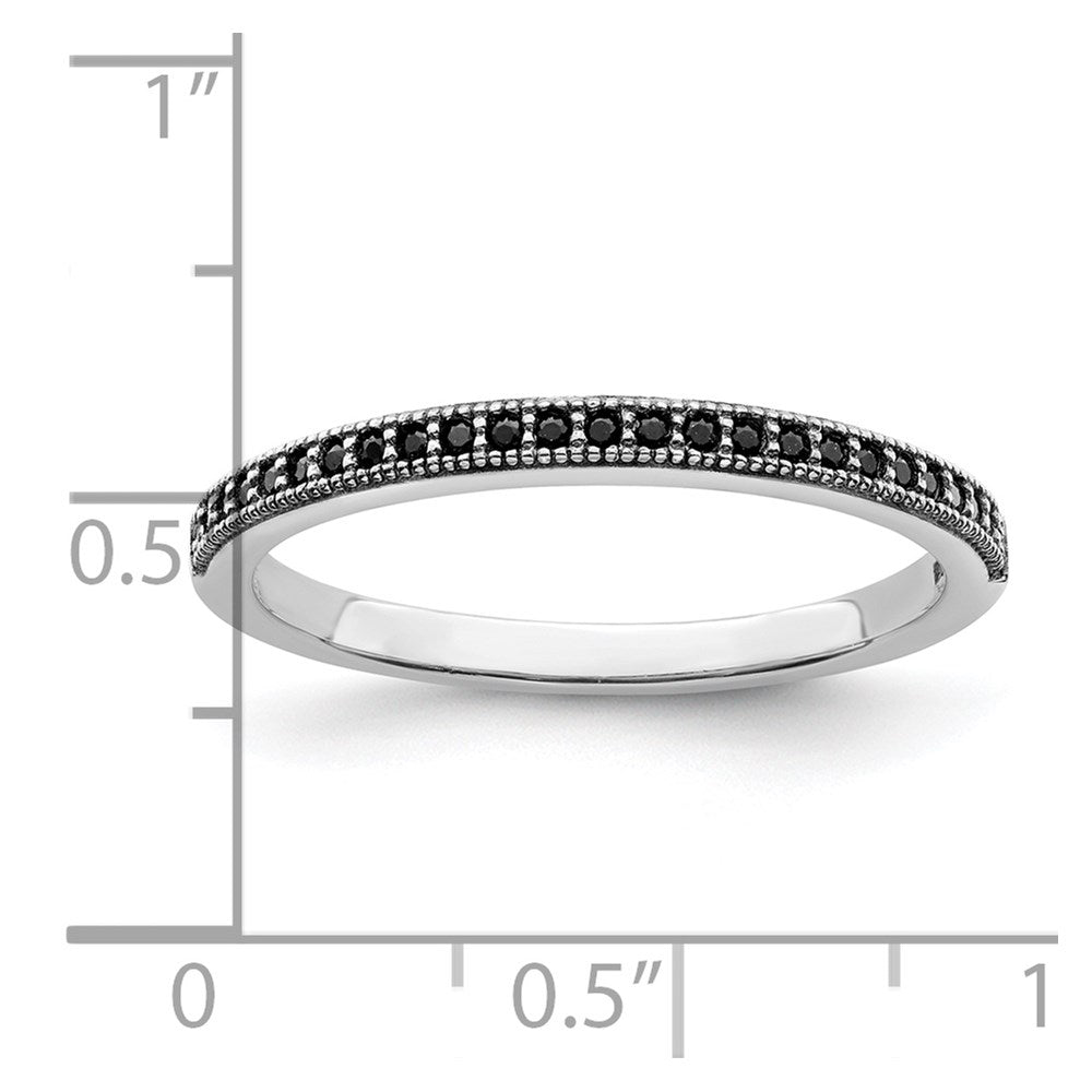 Brilliant Embers Sterling Silver Rhodium-plated 25 stone Micro Pav‚ Black CZ Polished Ring