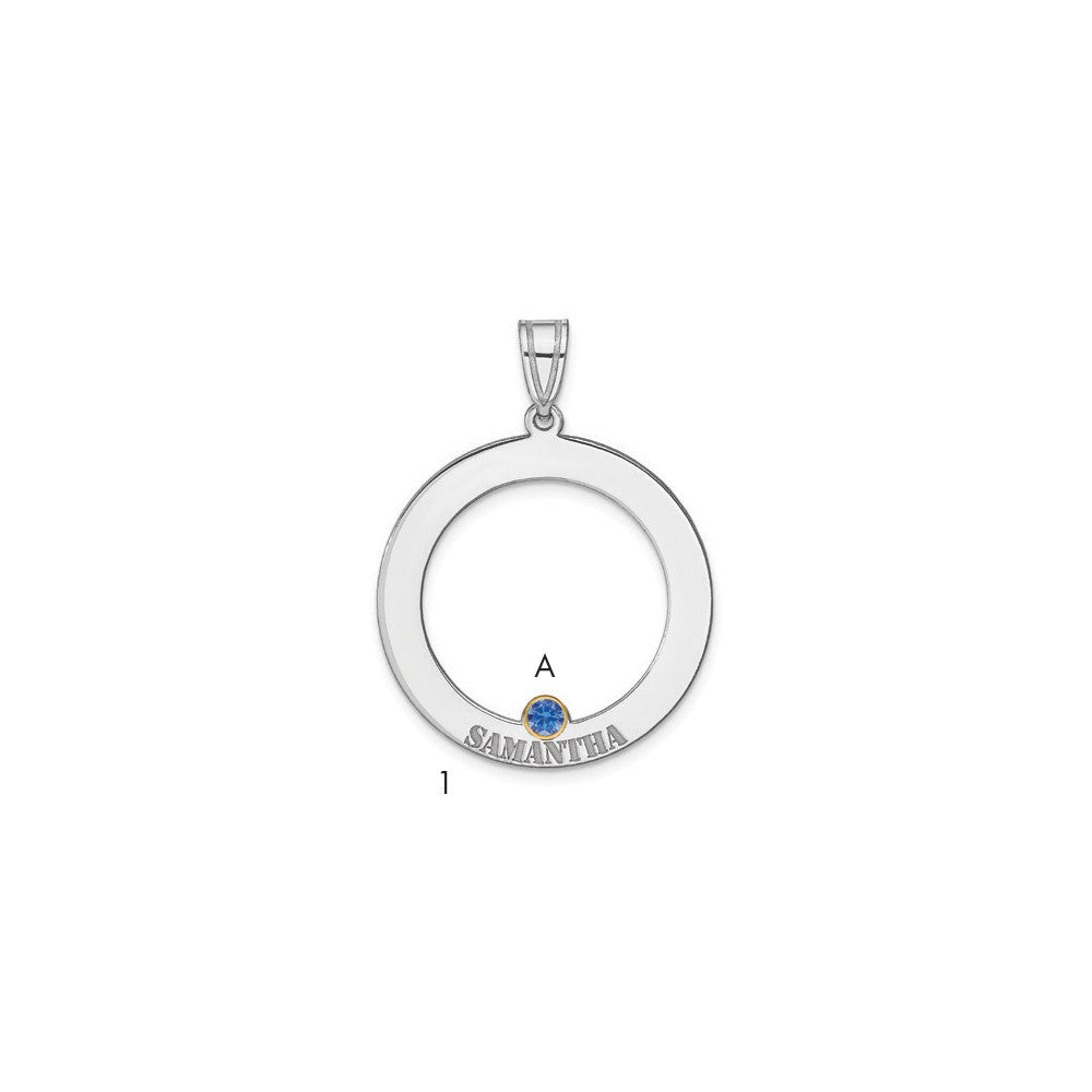 SSilver/Rh-plated 1 Birthstone Circle w/ 14k Bezel Family Pendant
