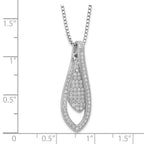 Brilliant Embers Sterling Silver Rhodium-Plated Polished CZ Teardrop w/ 2in ext Necklace