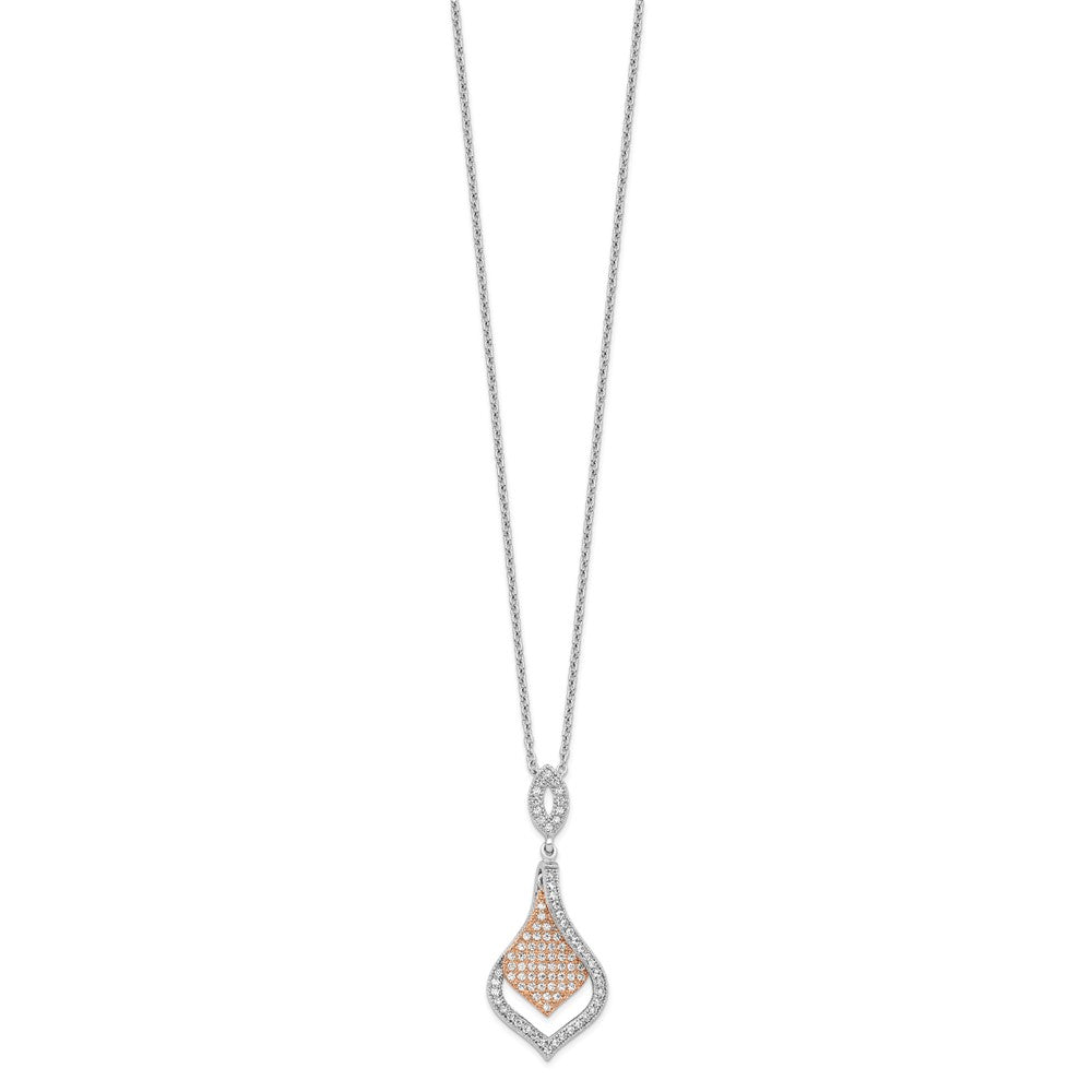 Brilliant Embers Sterling Silver Rose Gold-plated Rhodium-plated 105 Stone 18 inch Micro Pav‚ CZ Necklace with 2 Inch Extender